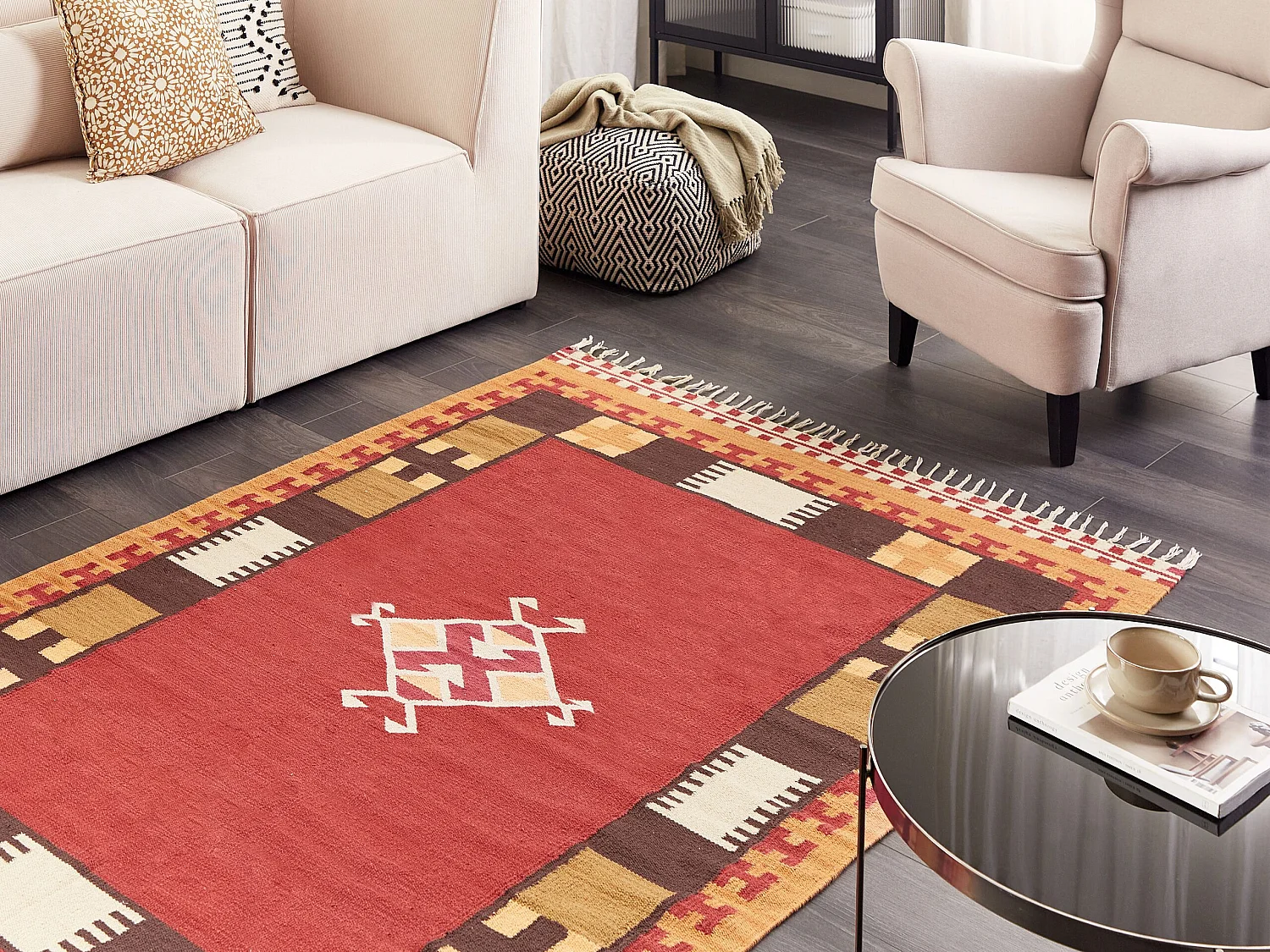 Dywan bawełniany kilim 160 x 230 cm wielokolorowy PARAKAR 1334691 - obrazek 1