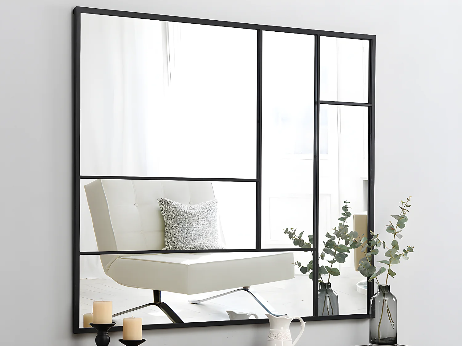 Lustro dekonstrukcyjne, z metalu – 150 × 130 cm (szer. × wys.) – kolor czarny MALDONIA 136133