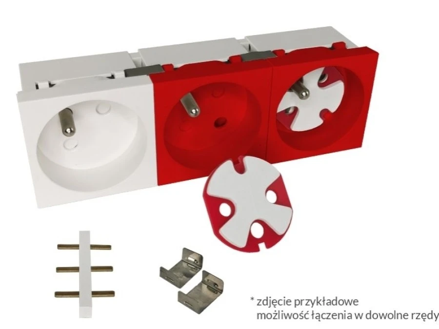 Modularne gniazdo elektryczne ALANTEC 2P+Z, 45x45, standardowe, białe PZ016 - obrazek 2