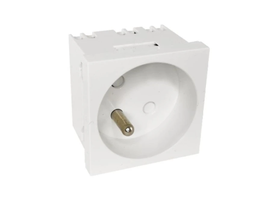 Modularne gniazdo elektryczne ALANTEC 2P+Z, 45×45, standardowe, białe PZ016