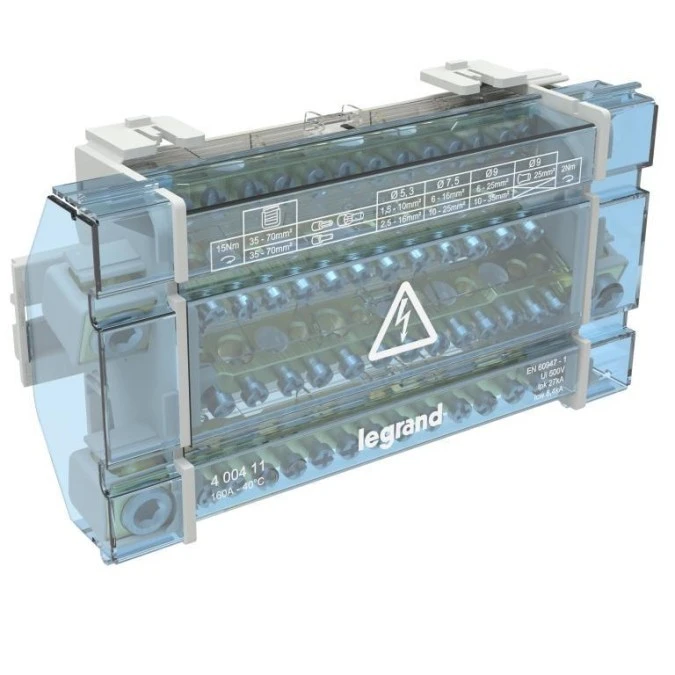 Modułowy blok rozdzielczy 4P 1,5‑70mm2 10M 160A ‑ 14 zacisków 400411 - obrazek 1