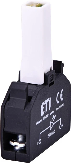 Modułowy wspornik dla źródła światła BA9S , z rezystorem i diodą dla zasilania żarówki130 V, 20 mA i 240 V AC EAHI‑240A‑R 004771 - obrazek 1