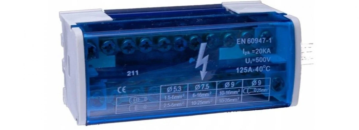 Modułowy Blok Rozdzielczy Mostek Szyna 20kA 500V 11 Otworów VCX - obrazek 1
