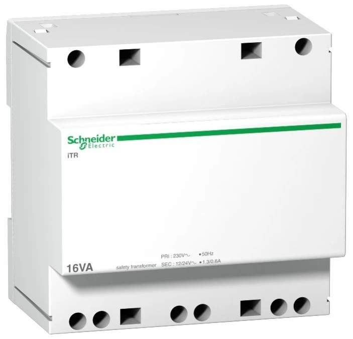 Modułowy transformator bezp. iTR ‑ 230 V 50..60 Hz ‑ wyjście 12..24 V ‑ 16 VA A9A15218 - obrazek 1