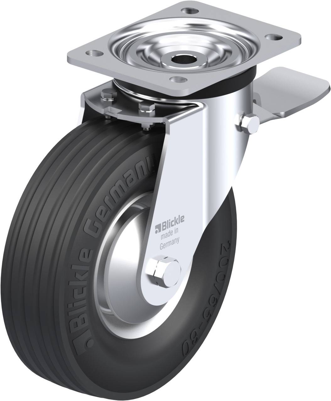 Blickle 745111 L-V 205R-ST-FA Kółko skrętne z hamulcem Średnica koła: 200 mm Maksymalne obciążenie: 225 kg 1 szt. - obrazek 1