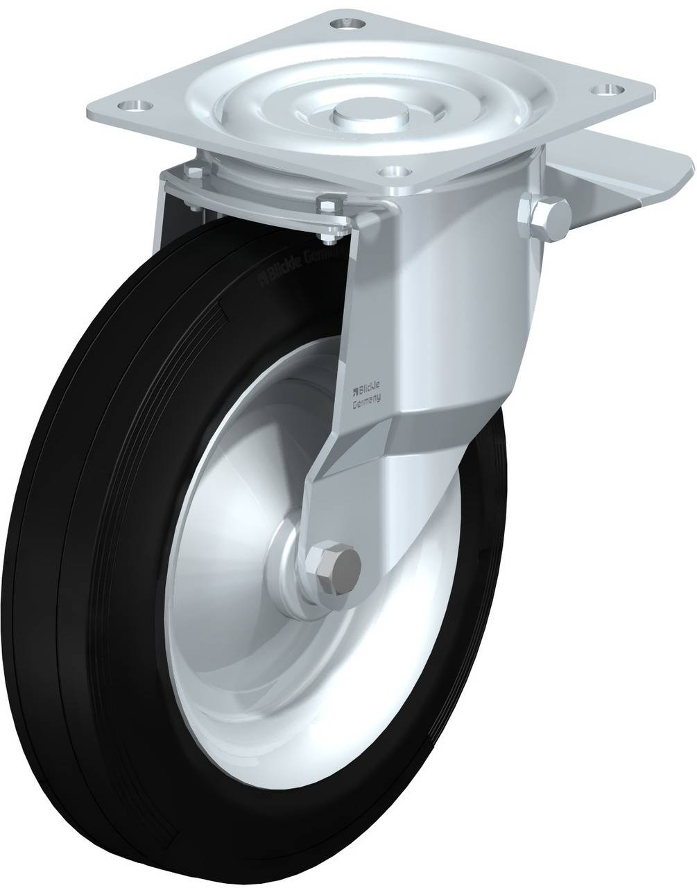 Blickle 50096 L-V 282R-ST Kółko skrętne z hamulcem Średnica koła: 280 mm Maksymalne obciążenie: 385 kg 1 szt. - obrazek 1