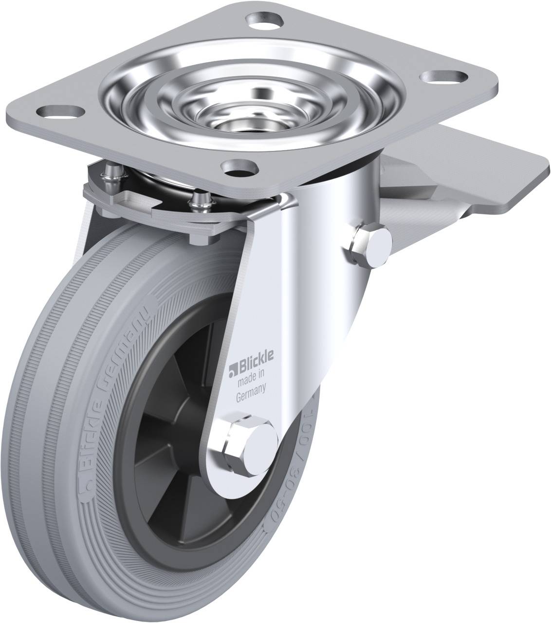 Blickle 95836 L-VPP 100G-ST-SG Kółko skrętne z hamulcem Średnica koła: 100 mm Maksymalne obciążenie: 70 kg 1 szt. - obrazek 1
