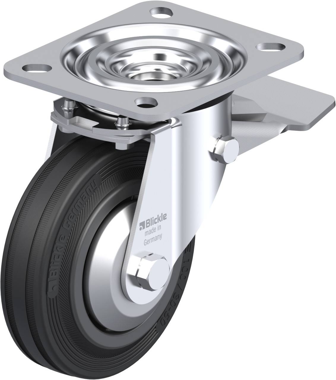 Blickle 64543 L-VPP 100R-ST-FA Kółko skrętne z hamulcem Średnica koła: 100 mm Maksymalne obciążenie: 70 kg 1 szt. - obrazek 1