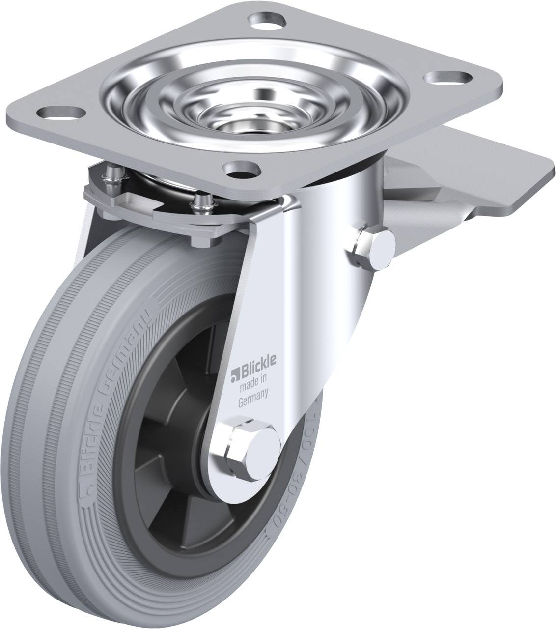 Blickle 61663 L-VPP 100R-ST-SG Kółko skrętne z hamulcem Średnica koła: 100 mm Maksymalne obciążenie: 70 kg 1 szt. - obrazek 1