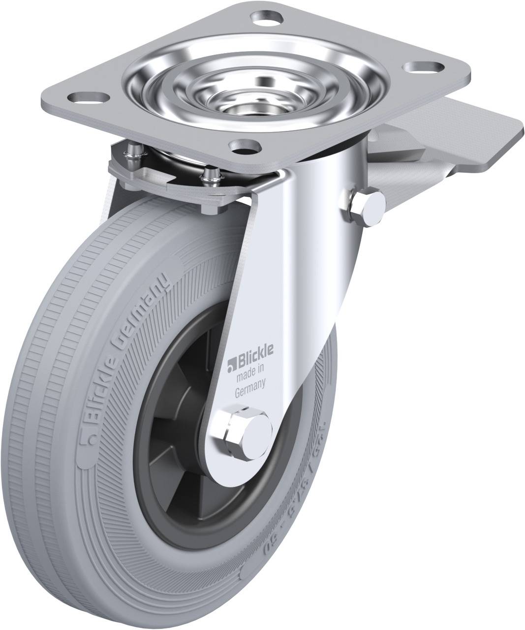 Blickle 63909 L-VPP 125R-ST-SG Kółko skrętne z hamulcem Średnica koła: 125 mm Maksymalne obciążenie: 100 kg 1 szt. - obrazek 1
