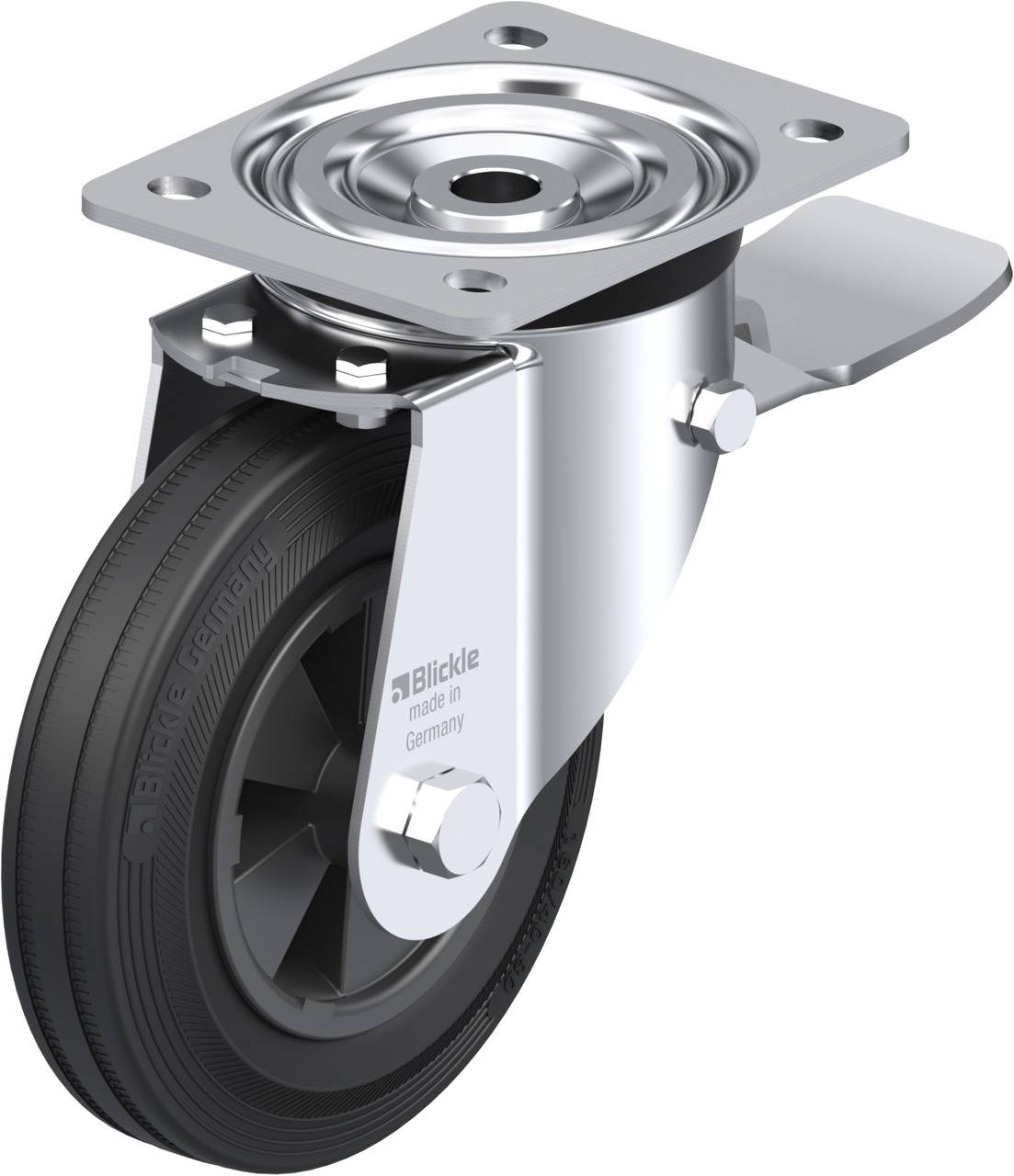 Blickle 30544 L-VPP 160G-ST Kółko skrętne z hamulcem Średnica koła: 160 mm Maksymalne obciążenie: 135 kg 1 szt. - obrazek 1