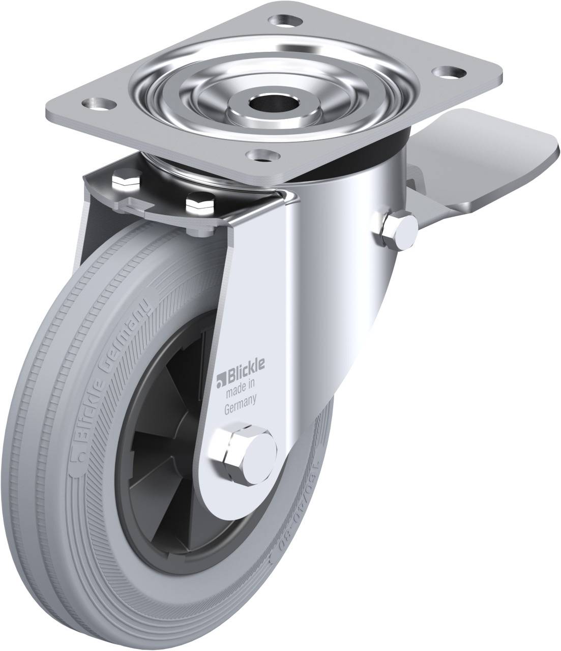 Blickle 54270 L-VPP 160G-ST-SG Kółko skrętne z hamulcem Średnica koła: 160 mm Maksymalne obciążenie: 135 kg 1 szt. - obrazek 1