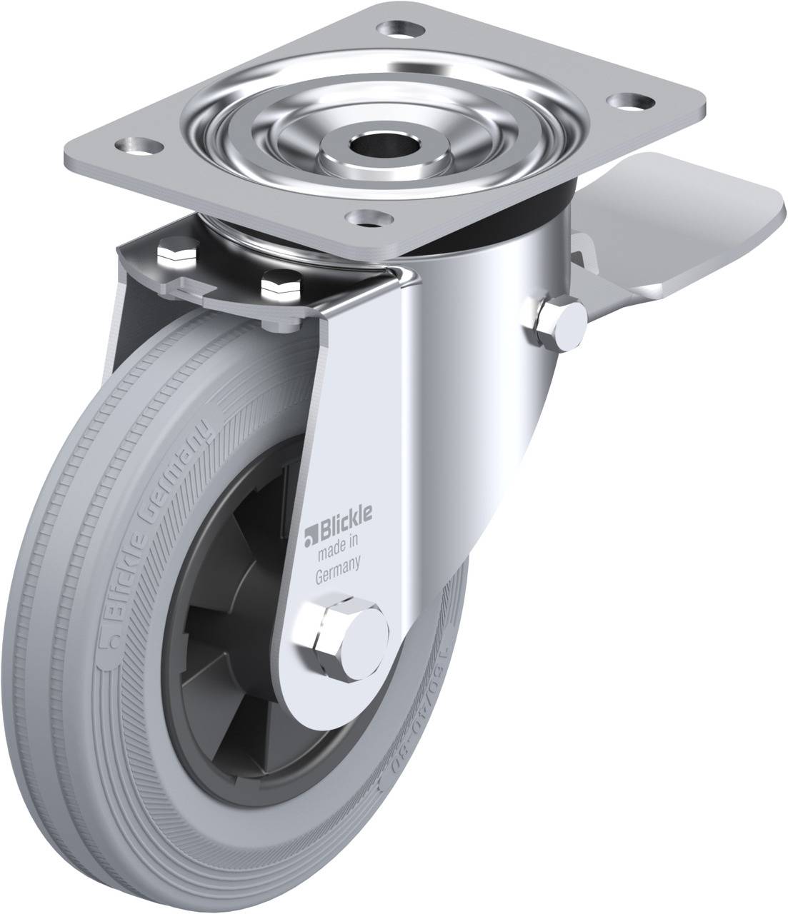 Blickle 87841 L-VPP 160R-ST-SG Kółko skrętne z hamulcem Średnica koła: 160 mm Maksymalne obciążenie: 135 kg 1 szt. - obrazek 1