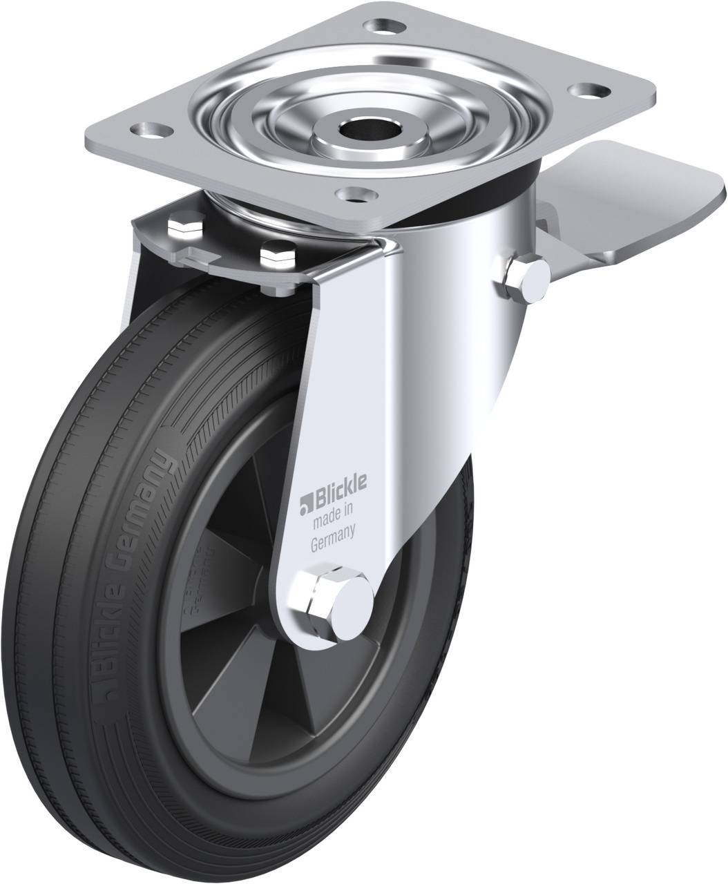 Blickle 32557 L-VPP 180G-ST Kółko skrętne z hamulcem Średnica koła: 180 mm Maksymalne obciążenie: 170 kg 1 szt. - obrazek 1