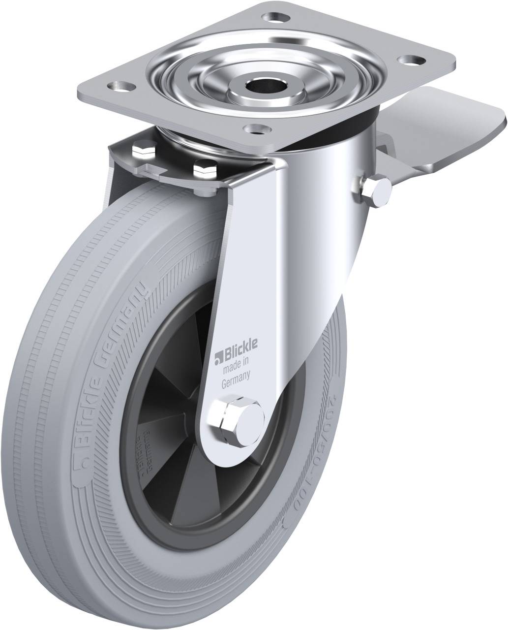 Blickle 67249 L-VPP 200G-ST-SG Kółko skrętne z hamulcem Średnica koła: 200 mm Maksymalne obciążenie: 205 kg 1 szt. - obrazek 1