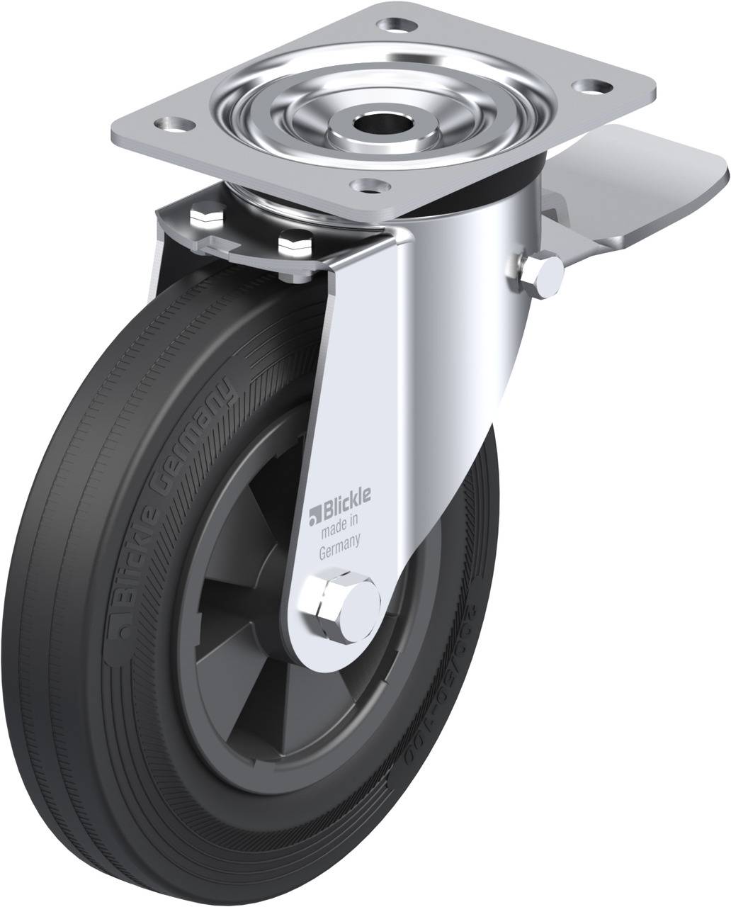 Blickle 30072 L-VPP 200R-ST Kółko skrętne z hamulcem Średnica koła: 200 mm Maksymalne obciążenie: 205 kg 1 szt. - obrazek 1
