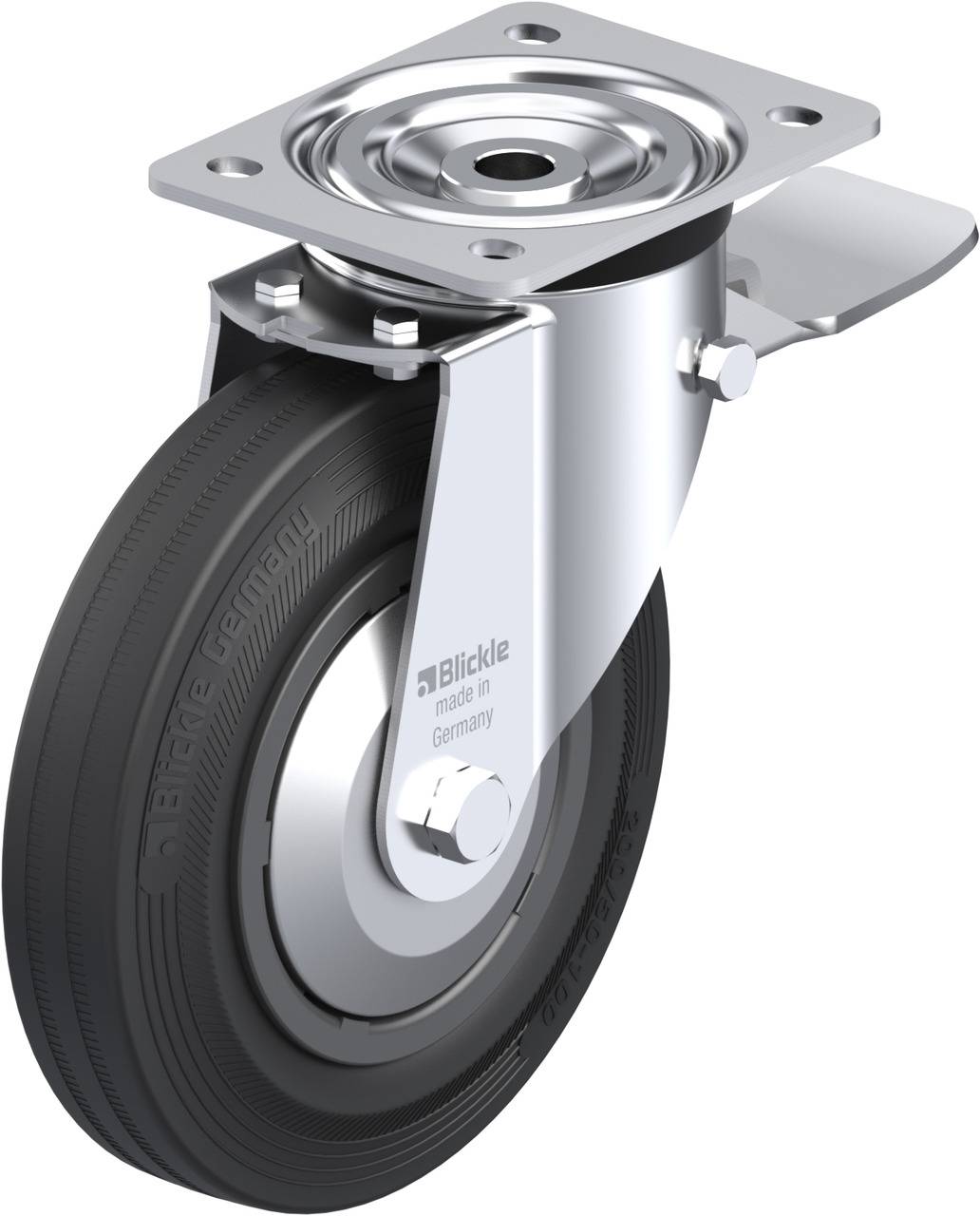 Blickle 86801 L-VPP 200R-ST-FA Kółko skrętne z hamulcem Średnica koła: 200 mm Maksymalne obciążenie: 205 kg 1 szt. - obrazek 1