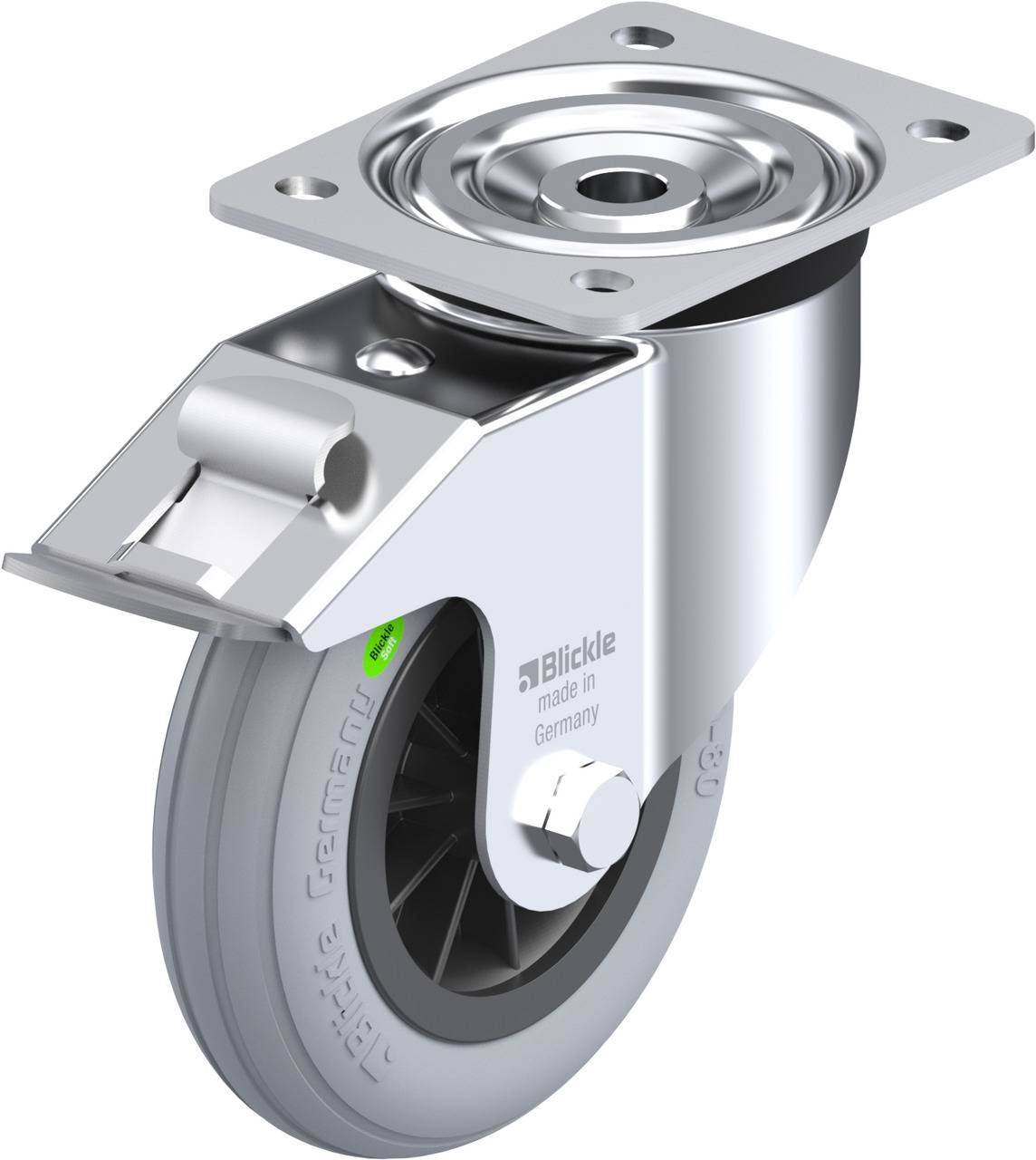 Blickle 630053 L-VWPP 160G-FI-SG Kółko skrętne z hamulcem Średnica koła: 160 mm Maksymalne obciążenie: 70 kg 1 szt. - obrazek 1