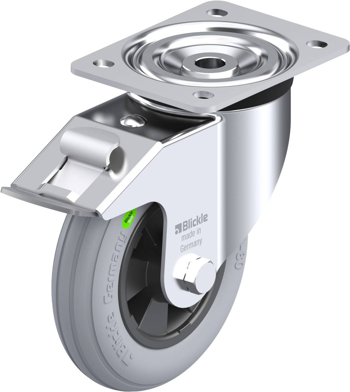 Blickle 849942 L-VWPP 160R-FI-SG Kółko skrętne z hamulcem Średnica koła: 160 mm Maksymalne obciążenie: 70 kg 1 szt. - obrazek 1