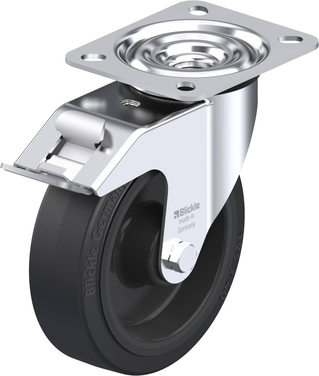 Blickle 850119 LE-POEV 125XR-FI Kółko skrętne z hamulcem Średnica koła: 125 mm Maksymalne obciążenie: 150 kg 1 szt. - obrazek 1