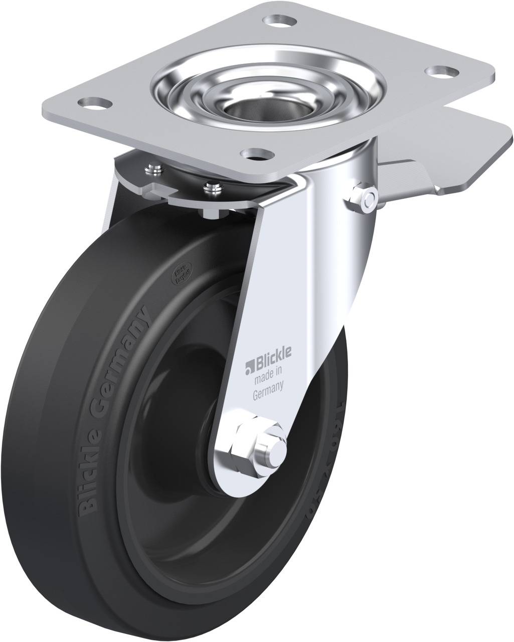 Blickle 850160 LE-POEV 160XR-ST Kółko skrętne z hamulcem Średnica koła: 160 mm Maksymalne obciążenie: 300 kg 1 szt. - obrazek 1