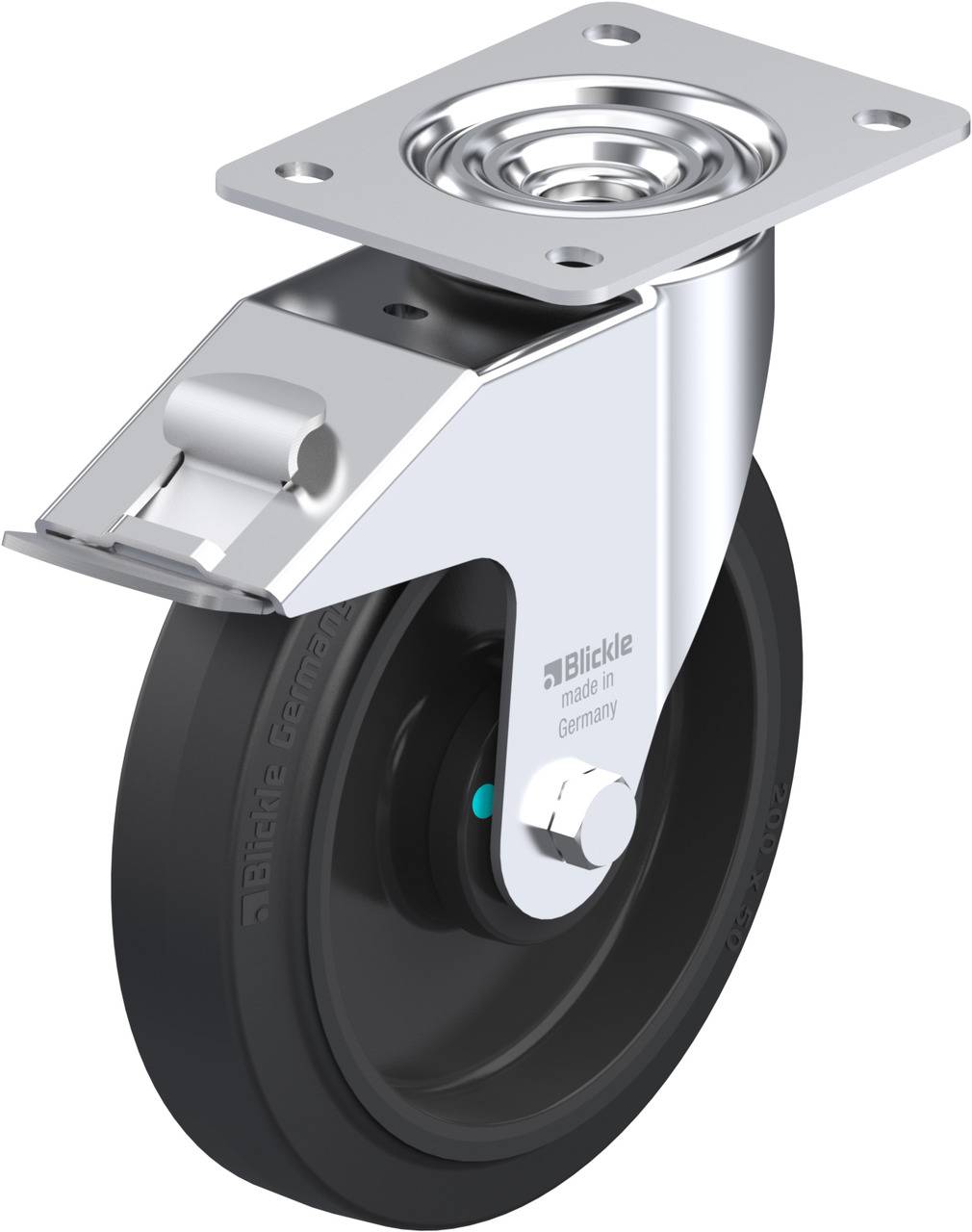 Blickle 749642 LE-POEV 200KAD-FI Kółko skrętne z hamulcem Średnica koła: 200 mm Maksymalne obciążenie: 300 kg 1 szt. - obrazek 1