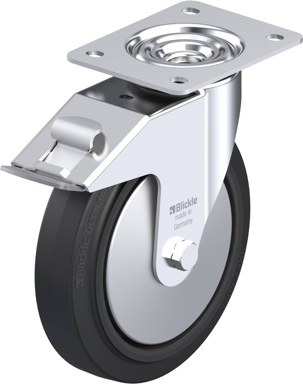 Blickle 850329 LE-POEV 200XKA-FI-FA Kółko skrętne z hamulcem Średnica koła: 200 mm Maksymalne obciążenie: 300 kg 1 szt. - obrazek 1