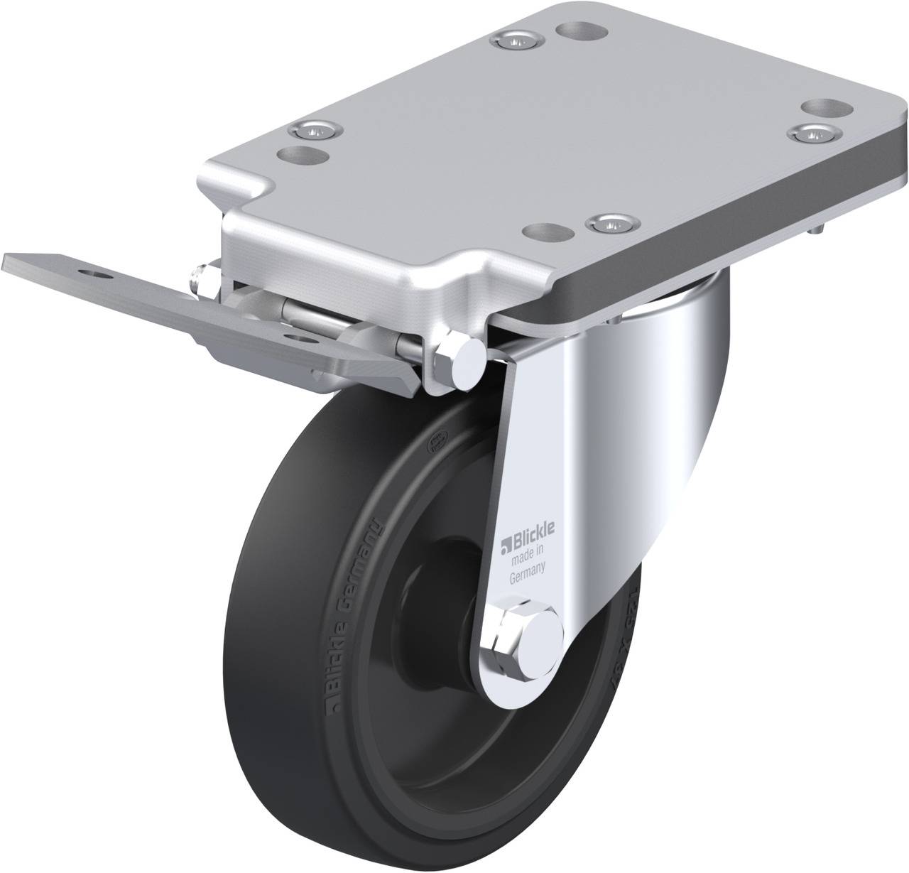 Blickle 679357 LK-POEV 125R-3-IS Kółko skrętne z hamulcem Średnica koła: 125 mm Maksymalne obciążenie: 250 kg 1 szt. - obrazek 1