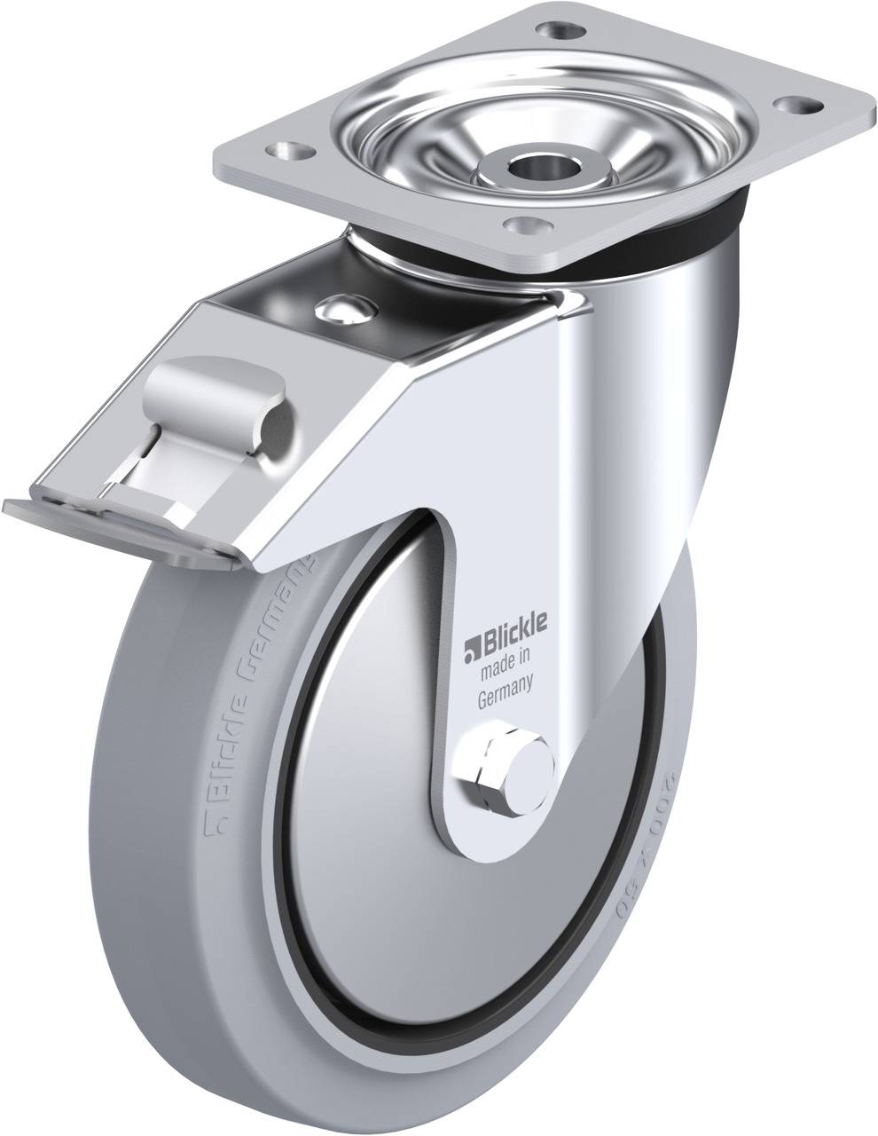 Blickle 750382 LK-POEV 200KA-FI-SG-FA Kółko skrętne z hamulcem Średnica koła: 200 mm Maksymalne obciążenie: 500 kg 1 szt - obrazek 1