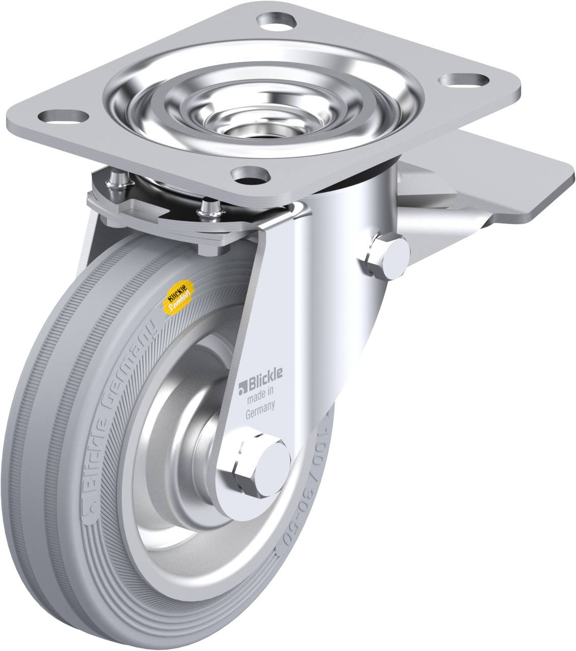 Blickle 37747 L-RD 100R-ST-VLI Kółko skrętne z hamulcem Średnica koła: 100 mm Maksymalne obciążenie: 100 kg 1 szt. - obrazek 1