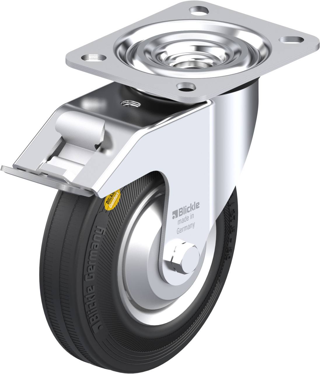 Blickle 9076 L-RD 125R-FI-FA Kółko skrętne z hamulcem Średnica koła: 125 mm Maksymalne obciążenie: 120 kg 1 szt. - obrazek 1