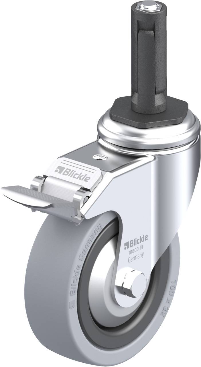 Blickle 848175 LKRA-VPA 101G-11-FI-FA-ER12 Kółko skrętne z hamulcem Średnica koła: 100 mm Maksymalne obciążenie: 110 kg - obrazek 1