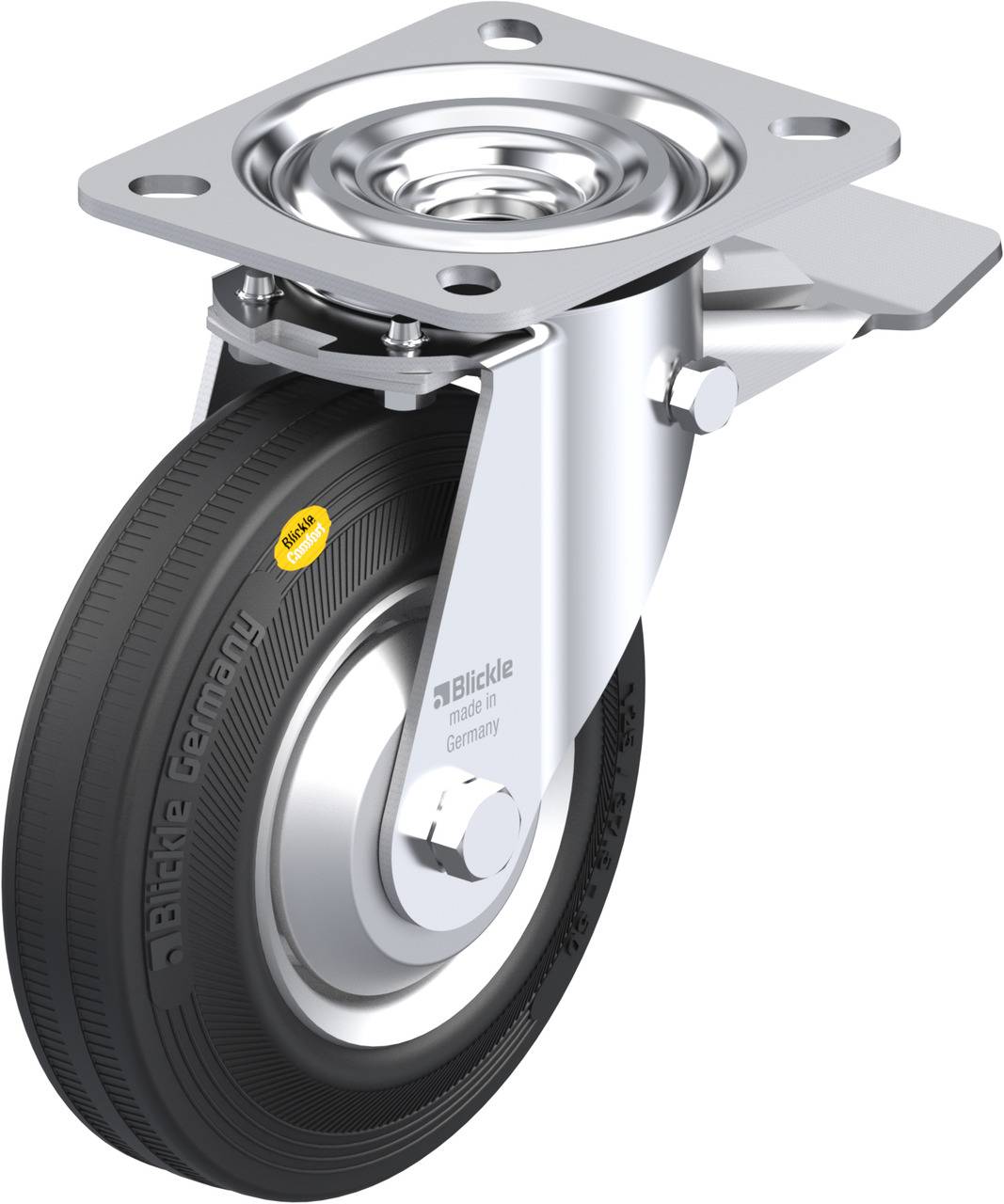Blickle 61408 L-RD 125R-ST-FA Kółko skrętne z hamulcem Średnica koła: 125 mm Maksymalne obciążenie: 120 kg 1 szt. - obrazek 1