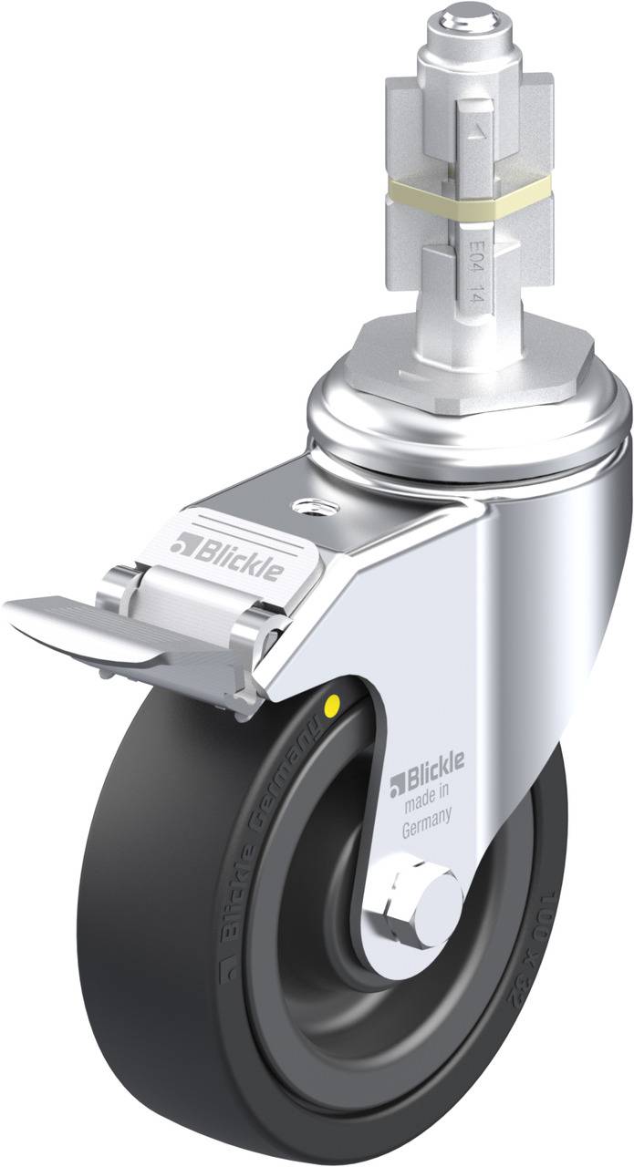 Blickle 750780 LKRA-VPA 101K-11-FI-EL-E14 Kółko skrętne z hamulcem Średnica koła: 100 mm Maksymalne obciążenie: 80 kg 1 - obrazek 1