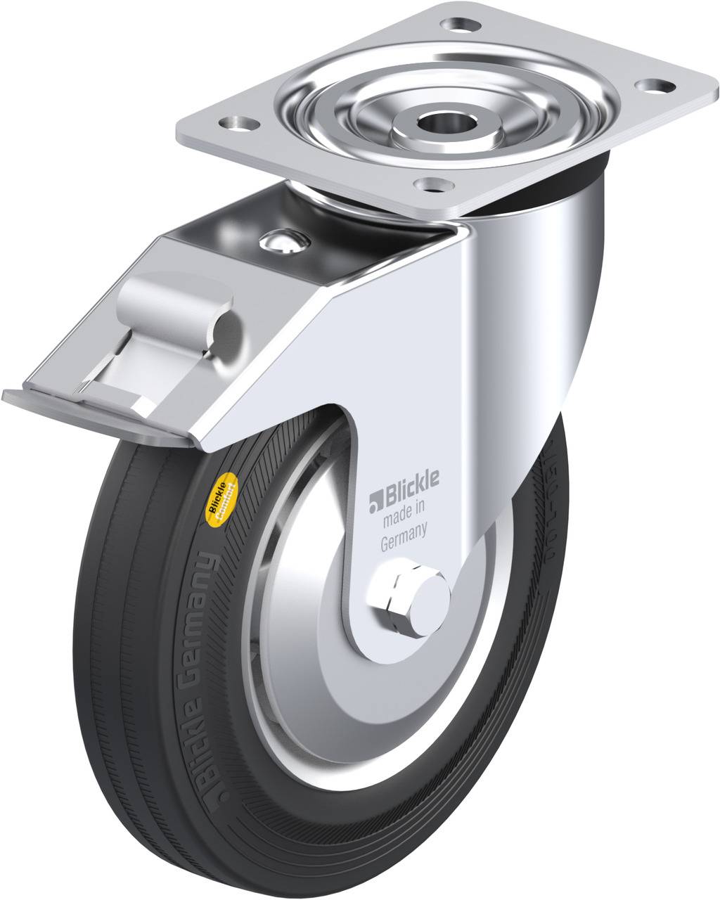 Blickle 37986 L-RD 200K-FI-FA Kółko skrętne z hamulcem Średnica koła: 200 mm Maksymalne obciążenie: 350 kg 1 szt. - obrazek 1