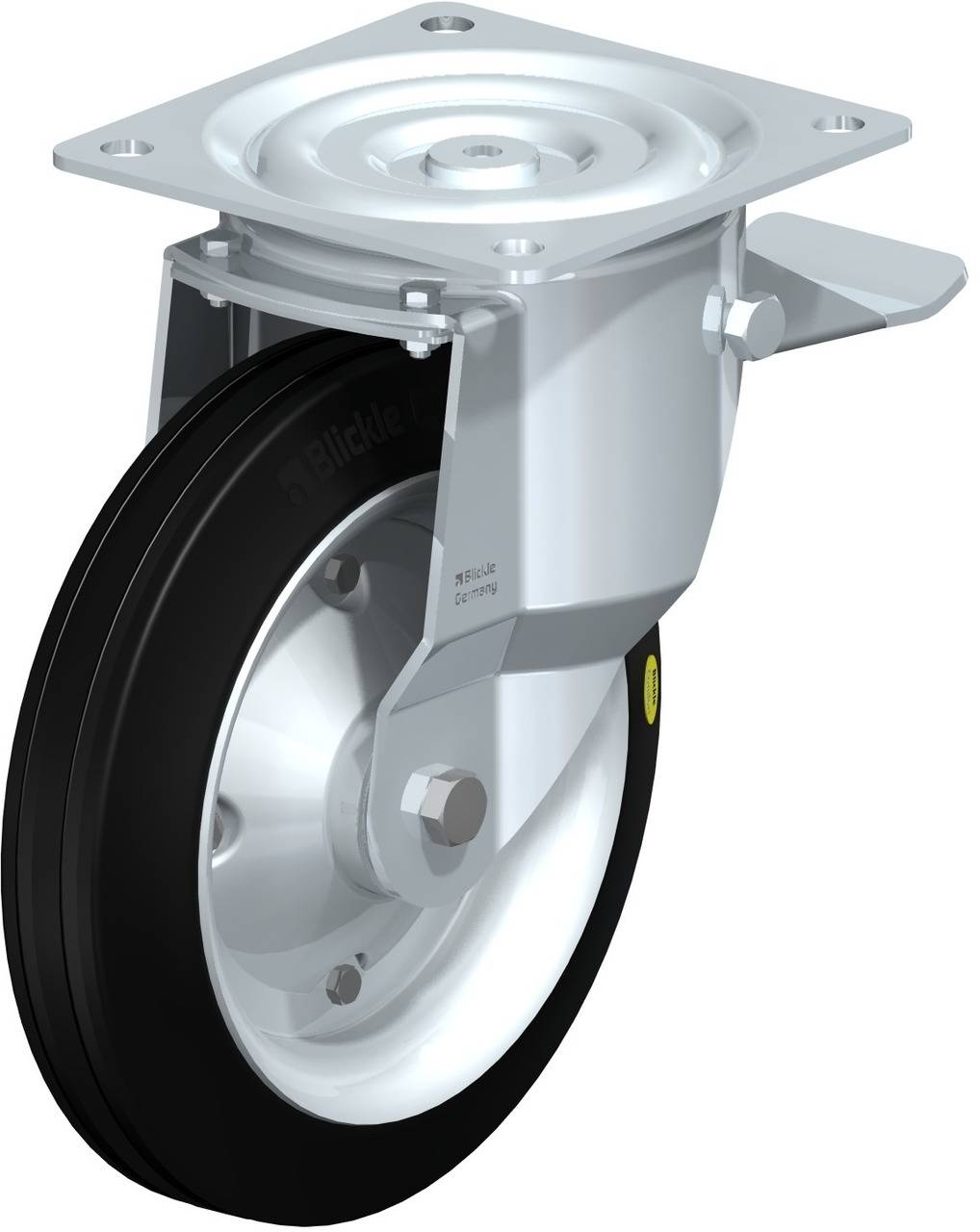 Blickle 50641 L-RD 250K-ST Kółko skrętne z hamulcem Średnica koła: 250 mm Maksymalne obciążenie: 450 kg 1 szt. - obrazek 1