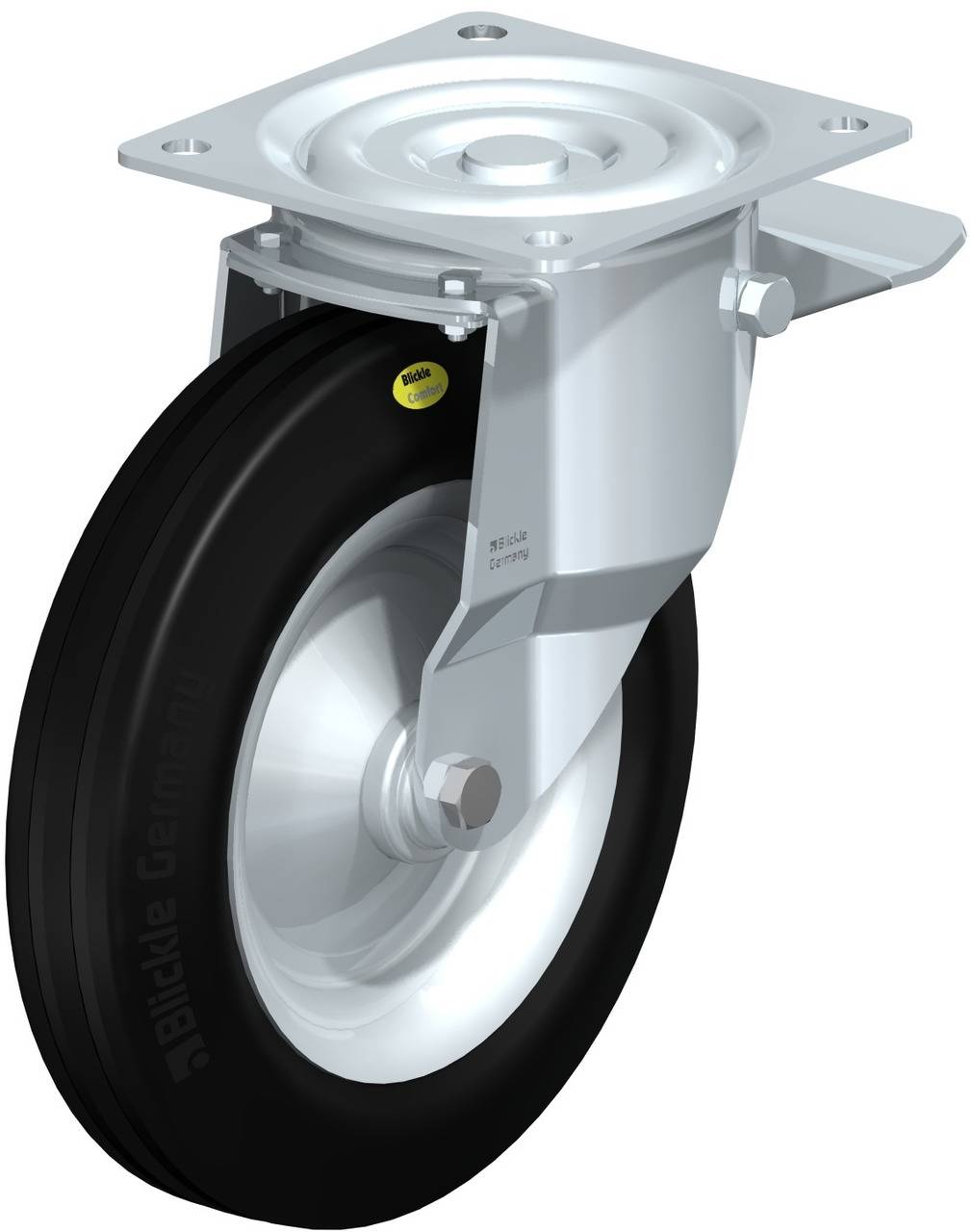 Blickle 50658 L-RD 282R-ST Kółko skrętne z hamulcem Średnica koła: 280 mm Maksymalne obciążenie: 600 kg 1 szt. - obrazek 1