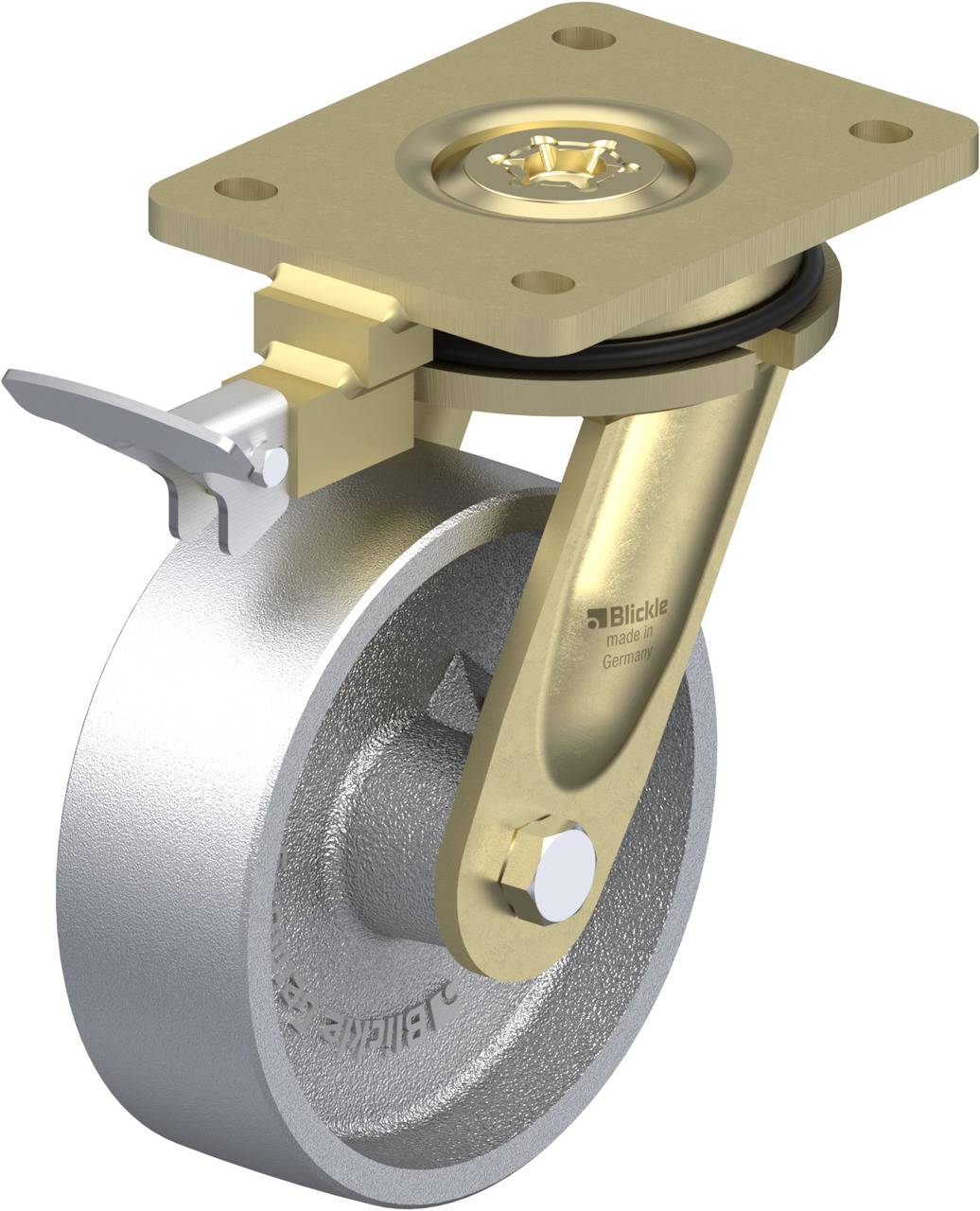 Blickle 751272 LS-G 150G-RI4 Kółko skrętne z hamulcem Średnica koła: 150 mm Maksymalne obciążenie: 900 kg 1 szt. - obrazek 1