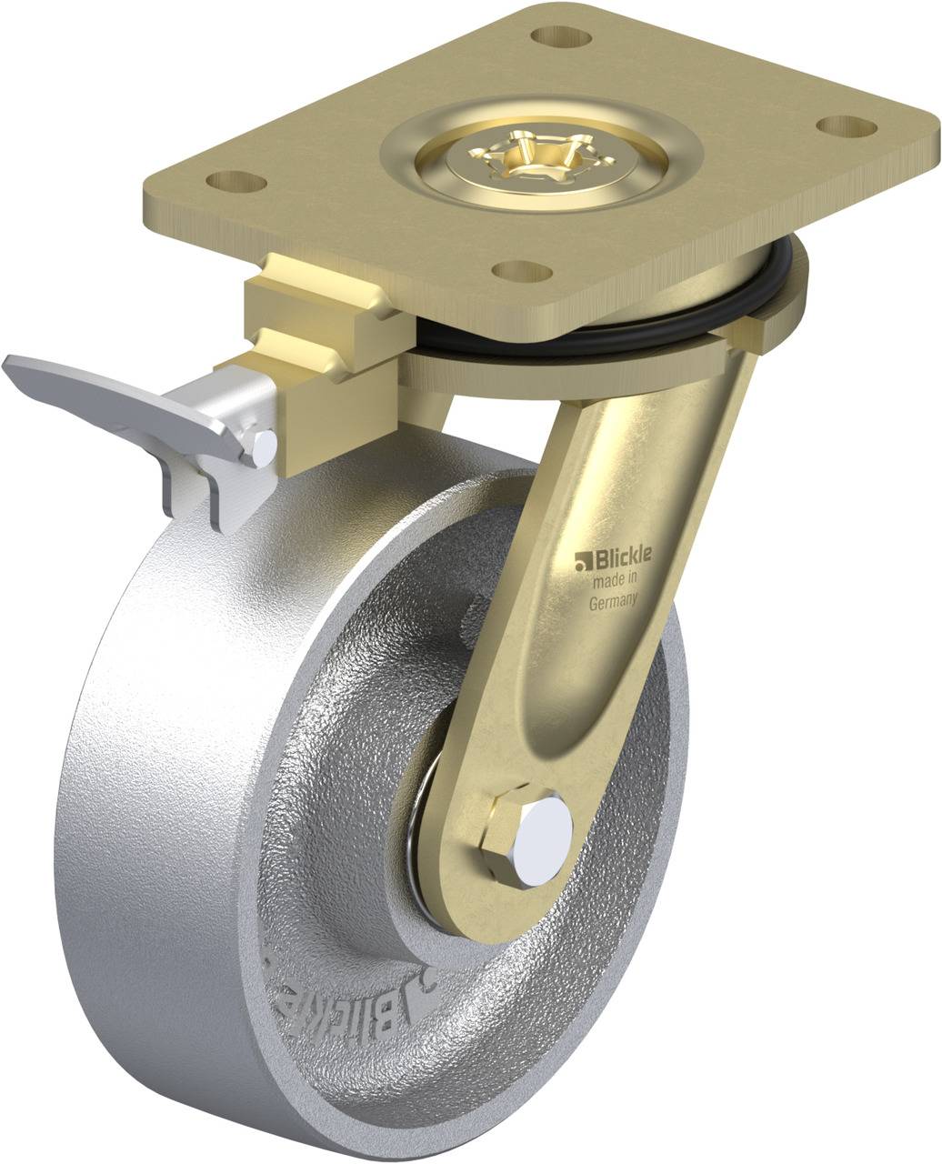 Blickle 853094 LS-G 150K-RI4 Kółko skrętne z hamulcem Średnica koła: 150 mm Maksymalne obciążenie: 900 kg 1 szt. - obrazek 1