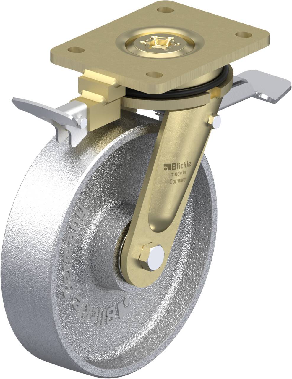 Blickle 853099 LS-G 200K-ST-RI4 Kółko skrętne z hamulcem Średnica koła: 200 mm Maksymalne obciążenie: 1100 kg 1 szt. - obrazek 1