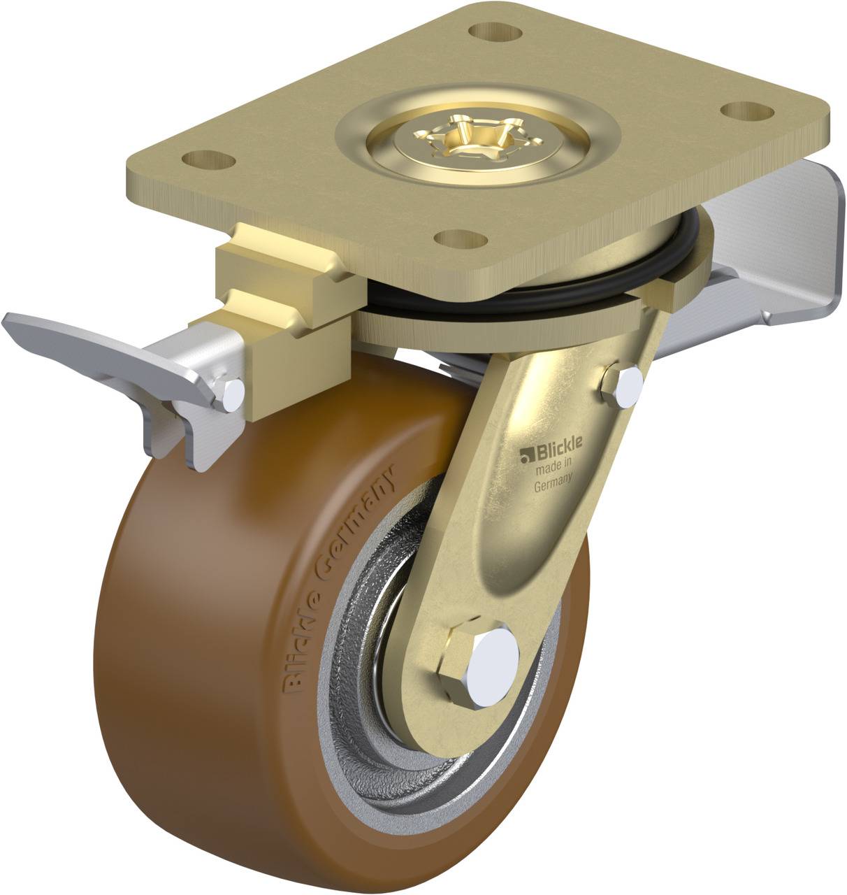 Blickle 852580 LS-GB 128K-ST-RI4 Kółko skrętne z hamulcem Średnica koła: 125 mm Maksymalne obciążenie: 850 kg 1 szt. - obrazek 1