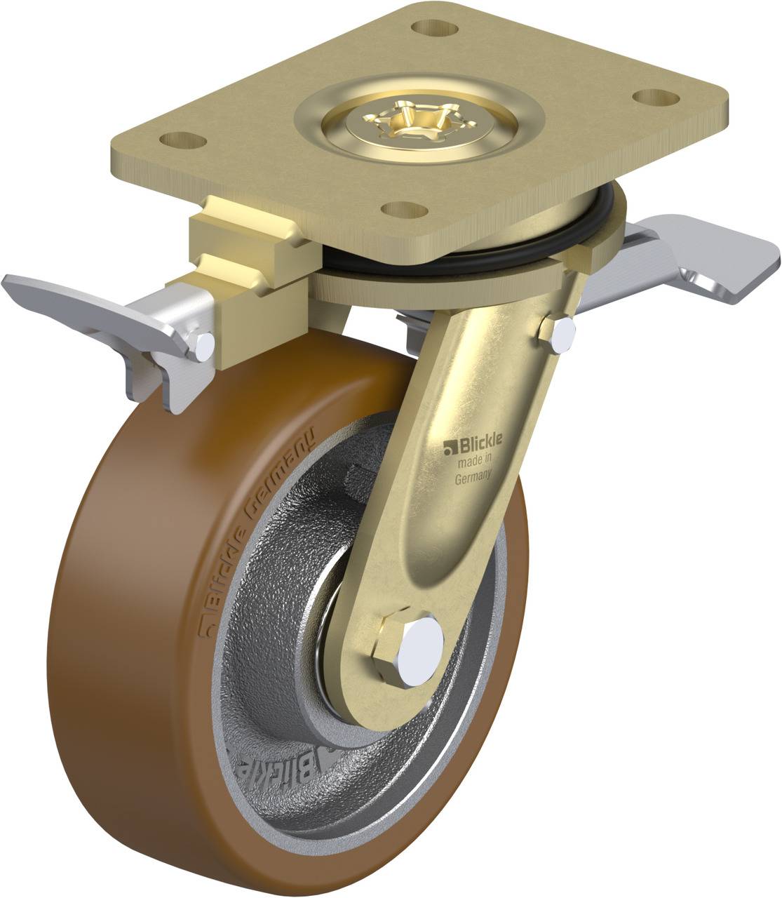 Blickle 852584 LS-GB 150K-ST-RI4 Kółko skrętne z hamulcem Średnica koła: 150 mm Maksymalne obciążenie: 800 kg 1 szt. - obrazek 1