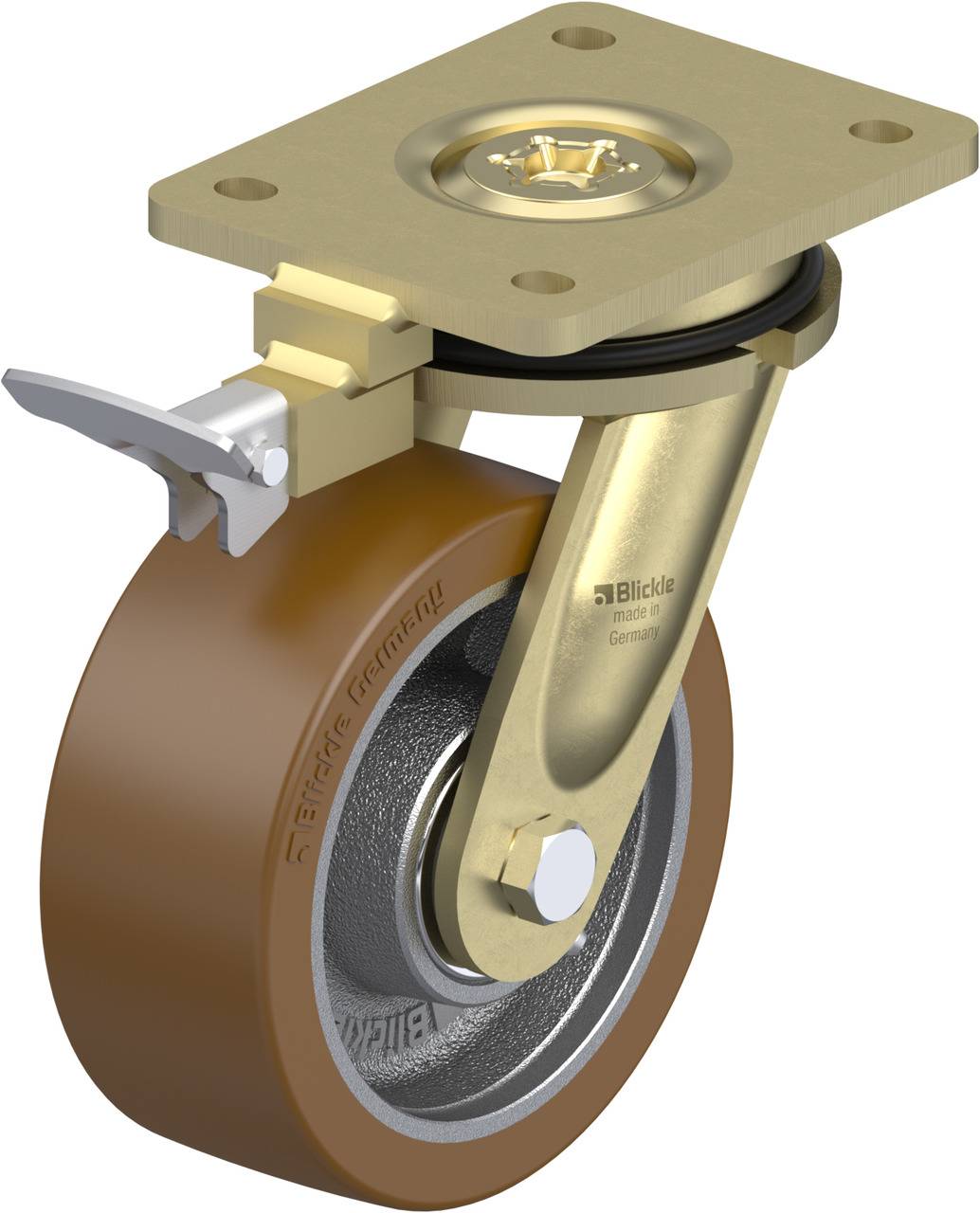 Blickle 852589 LS-GB 152K-RI4 Kółko skrętne z hamulcem Średnica koła: 150 mm Maksymalne obciążenie: 950 kg 1 szt. - obrazek 1