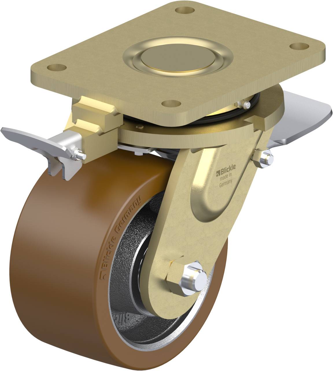 Blickle 852591 LS-GB 154K-ST-RI4 Kółko skrętne z hamulcem Średnica koła: 150 mm Maksymalne obciążenie: 1200 kg 1 szt. - obrazek 1