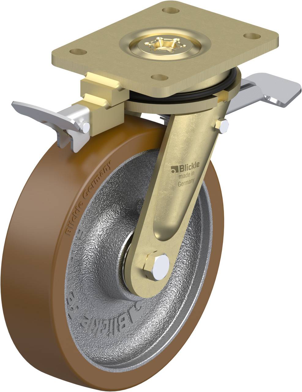 Blickle 852595 LS-GB 200K-ST-RI4 Kółko skrętne z hamulcem Średnica koła: 200 mm Maksymalne obciążenie: 1000 kg 1 szt. - obrazek 1