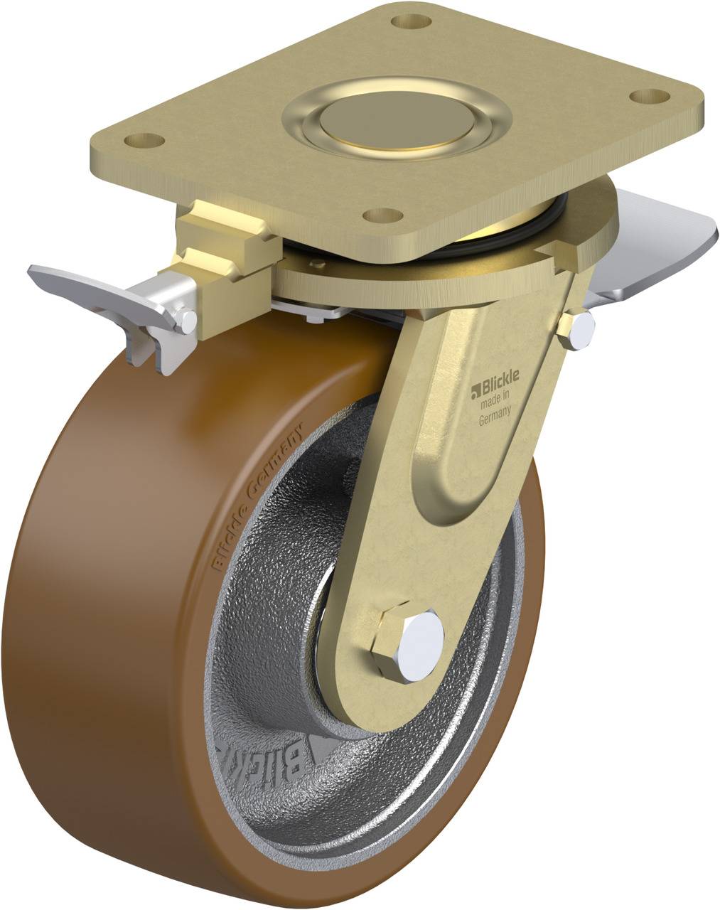 Blickle 852597 LS-GB 202K-ST-RI4 Kółko skrętne z hamulcem Średnica koła: 200 mm Maksymalne obciążenie: 1600 kg 1 szt. - obrazek 1