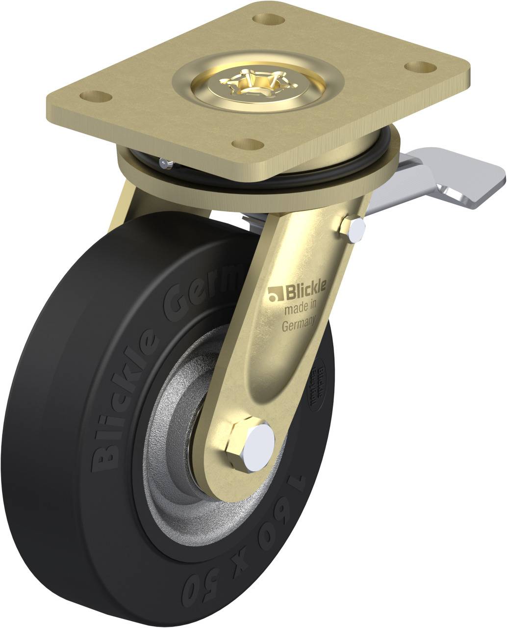 Blickle 51219 LS-SE 160K-ST Kółko skrętne z hamulcem Średnica koła: 160 mm Maksymalne obciążenie: 450 kg 1 szt. - obrazek 1