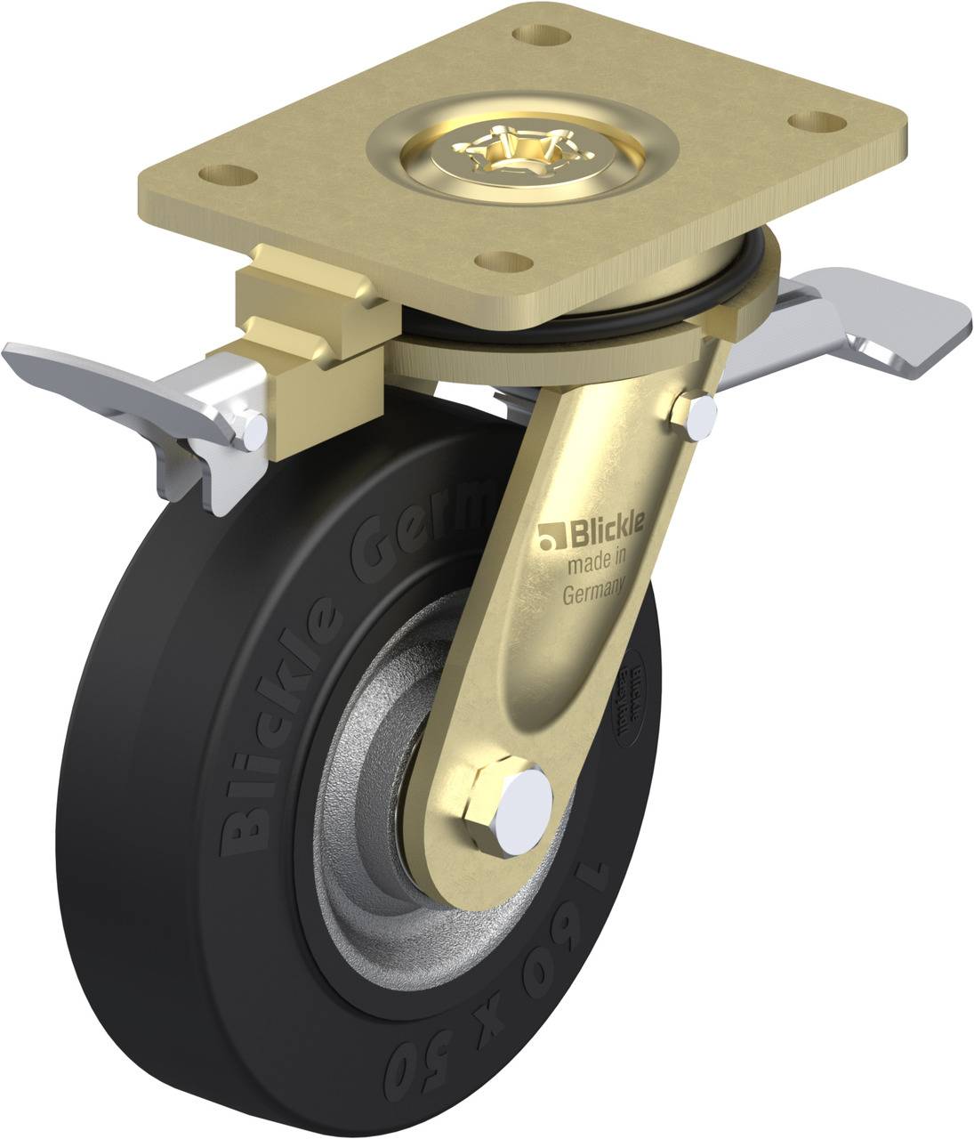 Blickle 739928 LS-SE 160K-ST-RI4 Kółko skrętne z hamulcem Średnica koła: 160 mm Maksymalne obciążenie: 450 kg 1 szt. - obrazek 1