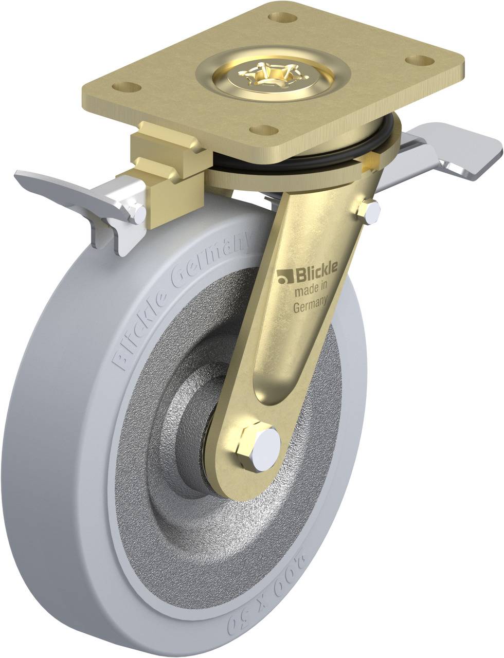 Blickle 651562 LS-SE 200K-ST-SG-RI4 Kółko skrętne z hamulcem Średnica koła: 200 mm Maksymalne obciążenie: 600 kg 1 szt. - obrazek 1