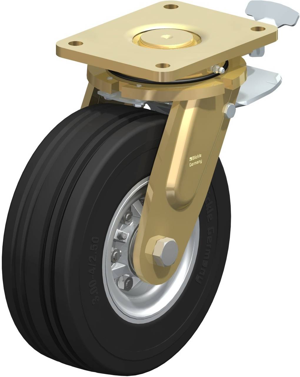 Blickle 852133 LS-VLE 252K-ST-RI4 Kółko skrętne z hamulcem Średnica koła: 250 mm Maksymalne obciążenie: 600 kg 1 szt. - obrazek 1